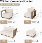 8 Pieces Patio Furniture Set,Outdoor Rattan Wicker Sectional Sofa with 10''Ultra-Thick Cushions,All Weather Patio Conversation Set for Lawn Garden Backyard,Beige