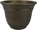 The HC Companies Sierra Round Self-Watering Pot - Lightweight Plastic Planter for Herbs & More - Durable Plant Pots for Indoor Plants & Outdoor Plants (10” Celtic Bronze, Pack of 1)