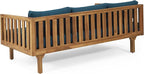 Claremont Outdoor 3 Seater Daybed with Cushions - Acacia Wood - Teak/Dark Teal
