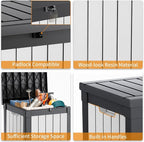 EasyUp 50 Gallon Deck Box Outdoor Storage Box for Patio Furniture,Outdoor Cushions,Garden Tools and Pool Supplies,Waterproof,Resin（Black&White）