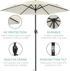 Best Choice Products 7.5ft Heavy-Duty Round Outdoor Market Table Patio Umbrella w/Steel Pole, Push Button Tilt, Easy Crank Lift - Ivory