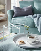 EKNITEY End Table,Folding Metal Side Table Waterproof Small Coffee Table Sofa Side Table with Removable Tray for Living Room Bedroom Balcony and Office