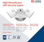 Lithonia Lighting HomeGuard 2-Light LED Outdoor Flood Lights, Motion Sensor Outdoor Lights with Dusk to Dawn, Adjustable Lumens and Color, Round Heads, White (HGX LED 2RH ALO SWW2 120 PIR WH M2)