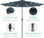 Best Choice Products 10ft Solar Polyester LED Lighted Patio Umbrella w/Tilt Adjustment and UV-Resistant Fabric
