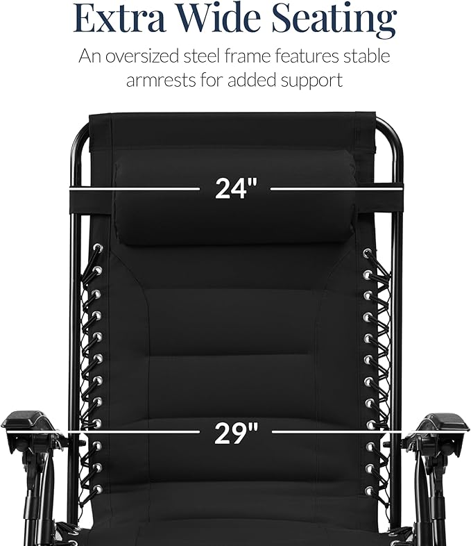 Oversized Padded Zero Gravity Chair – Black
