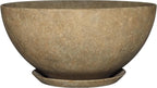 Classic Home and Garden Rosie Modern Planter w/Drainage - Contemporary Planter Bowls - Shallow Round Vases for Small Plants - Versatile Indoor & Outdoor Pots (10” Earth)
