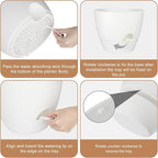 Plant Pots 12/10/9 Inch Self Watering Pots, Set of 3 Plastic Planters with Drainage Holes and Saucers,Plastic Flower Pots,Nursery Planting Pot for Indoor Out Door Plants(Pure White)
