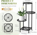 4 Tier Plant Stand Outdoor Indoor, Metal Flower Shelf Display Holder, Multiple Plants Corner Tall Flower Holders for Patio Balcony Porch Garden Living Room (Black)