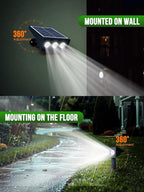 Solar spot Lights Outdoor IP65 Waterproof Solar spotlights 3 Lighting Modes Tree Lights for Outdoor Yard Garden Auto On/Off Wall Lights for Walkway Driveway Garage 6 Pack (Warm White