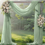 Arch Drape Curtain Fabric in Sage Chiffon, 2 Pieces, 29 in x 6 Yd