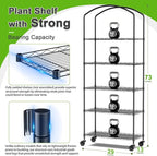 Abimars 5-Tier Greenhouse with Grow Light, Shelf Height Adjustable Metal Plant Shelf with PVC Cover and Wheels, Includes 5-Pack 2900K Full Spectrum Plant Lights, 13x29x73inch