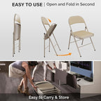 VINGLI 10 Pack Folding Chairs with Padded Seats, Metal Frame with Pu Leather Seat & Back, Capacity 350 lbs, Set of 10, Khaki