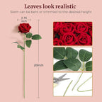Artificial Red Roses, 104 Pcs Silk and Plastic Stems, 20 Inch Tall