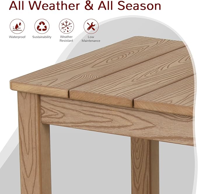 Stoog Outdoor Side Table, Weather Resistant 2-Tier Rectangle Patio End Table, Easy Maintenance, Teak