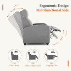Sweetcrispy Recliner Chair Fabric Recliner Sofa No Massage, Home Theater Seating with Lumbar Support, Adjustable Push Back Overstuffed High-Density Sponge Reclining for Living Room, Slate Gray