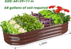Raised Garden Bed Galvanized Planter Box Outdoor, Rot-Resistant Metal Garden Bed Planter for Vegetables Flower Herb (2- Brown)