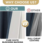 H.VERSAILTEX Linen Blackout Curtains 72 Inches Long 100% Absolutely Blackout Thermal Insulated Textured Linen Look Curtain Draperies Anti-Rust Grommet, Energy Saving with White Liner, 2 Panels, Navy