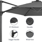 Best Choice Products 10ft Offset Cantilever Hanging Market Patio Umbrella, Smooth 360° Rotation, 8 Sturdy Ribs, Easy Adjustment - Gray