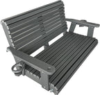 HDPE Porch Swing with 18/8 Stainless Steel Bolts, Ergonomic Design, Ultra Weather-Resistant, Heavy Duty 1200 LBS, for Outdoor Patio Garden Yard (Gray)