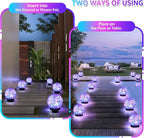 2-Pack Garden Solar Lights Outdoor, Colored Cracked Glass Ball Light Waterproof, Decorative Solar Powered Globe Lighting Multicolor for Yard