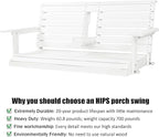 Poly Lumber 2-Seat Porch Swing, HIPS 4.5-Feet Bench Swing with Foldable Cup Holders,18/8 Stainless Steel Hardware, High Backrest and Deep Contoured Seat (Snow White, 4.5-feet)