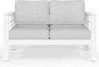Solaste Outdoor Loveseat Aluminum Patio Furniture Sofa, All-Weather Metal Outdoor Couch with Cushions,Light Grey