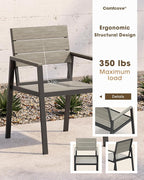 Outdoor Patio Dining Set for 4，Aluminum & HDPS Patio Table and Chairs Set with Umbrella Hole, Modren 5 Peice Patio Furniture Set, All-Weather Dining Table and 4 Chairs (Classic Gray)