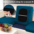 Cushion Covers for Patio Chairs – 4-Piece Peacock Blue Stretch Set