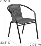 Flash Furniture Lila Modern Rattan Indoor/Outdoor Stackable Dining Chairs, Stacking Rattan Bistro Chairs for Patio or Restaurant, Set of 4, Gray