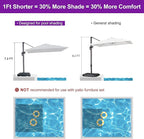 PURPLE LEAF 8' X 8' Patio Umbrella for Pool 7' High Offset Outdoor Cantilever Umbrella Swimming Pool Umbrella with 360°Rotation for Poolside Grey