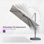 PURPLE LEAF Patio Umbrella 9' X 9' Rectangle Cantilever Umbrella Large Aluminum Outdoor Umbrellas with 360-degree Rotation & UPF40+ Premium Fabric for Deck Pool Garden Yard, Pebble Grey
