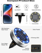 btfarm 16 Pack Solar Lights Outdoor, 8 LED Solar Ground Lights IP65 Waterproof Flat Solar Disc Light, Pathway Lights for Garden Lawn Patio Yard Path Landscape, Blue
