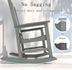 Oversized Rocking Chair, Outdoor Rocking Chair for Adults, All Weather Resistant Porch Rocker for Lawn Garden, Grey