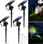 ALUSSO® Solar Landscape Spotlights 3CCT, Dimmable Solar Spot Lights Outdoor, 30° Beam Angle Solar Powered Lights Dusk to Dawn,IP65 Waterproof Flag Pole Solar Light for Yard Pathway Garage Patio,4 Pack
