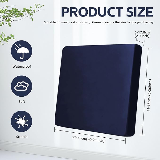 Cushion Covers 8 Pack Navy Blue Stretch Fit for Patio Furniture