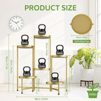 iDavosic.ly 6 Tier Large Plant Stand Indoor, 10 Inch Wide Tall Corner Metal Plant Stands Outdoor for Multiple Plants, Folding Tiered Flower Display Holder Rack Shelf, Gold