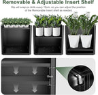 Tall Metal Planter Box for Outdoor Plants 26" L x 26" W x 26", Heavy Duty Steel Large Square Planter Box with Removable Insert Shelf, Modern Décor for Tall Plants, Trees, Flowers (Black)