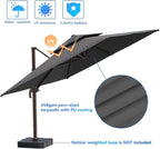 10x13FT Cantilever Outdoor Patio Umbrellas, Double Top Large Rectangle Umbrella, Heavy Duty 360° Rotation Offset Outdoor Sun Shade Umbrella for Garden Deck Pool Backyard Patio, Grey