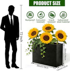 Metal Rectangular Planter, Metal Planter Box, 38" L x 13" W x 30" H Large Heavy Duty Tall Black Planter Box with Drainage Holes and Adjustable Balancing Feet Ideal for Porch, Garden, Patio, Yard