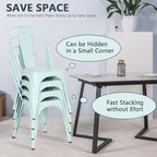 FDW | Set of 4 Metal Dining Chairs | Blue | Stackable Tolix Side Chairs with Backrest | Scratch-Resistant | Non-Slip Feet | Indoor/Outdoor Use | 330 lbs Capacity | Ideal for Kitchen & Restaurant