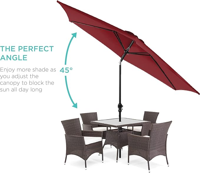 Best Choice Products 10ft Outdoor Table Compatible Steel Polyester Market Patio Umbrella w/Crank and Easy Push Button Tilt