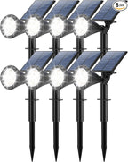 Solar Lights Outdoor Waterproof IP65 180° Adjustable Solar Powered Landscape Spot Lights for Yard 4 Lighting Modes Spotlights for Pathway Garden Outside Wall Pool Porch (8 Pack, Cool White)