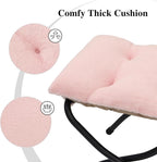 15"(H) Folding Ottoman, Foldable Footrest Stool, Portable Small Foot Stool for Couch, Collapsible Foot Rest Ottoman for Sofa, Accent Padded Ottomans for Living Room, Bedroom, Pink