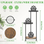 3 Tier Large Plant Stand Indoor Outdoor Clearance, Metal Flower Shelf Pot Holder, 10in Wide Multiple Plants Tall Corner Display Rack for Patio Orchid Office Porch Living Room Garden, Black