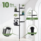 Tension Rod Plant Stand, Plant Poles for Hanging Plants Indoor, 6 Tier Tension Pole Plant Hanger, Floor to Ceiling Plant Pole with 6 Trays Hanging Plant Stand (Fit 3.6-10ft Ceiling)
