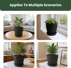 7/6.5/6/5.5/5/4.5/4 inch Plastic Plant Pots, 7 Pack Flower Planter for Indoor Outdoor Plant, Planters with Drainage Holes and Trays (Black)