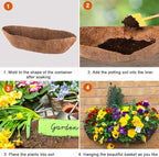2 Pack Trough Coco Liner Fiber Replacement for Planters, 24/30/36/48 inch Half Moon Coconut Coir Planter for Window Box/Hanging Trough Planter, Garden Flower Vegetables Pot, Fence Flower Baskets
