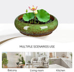 7.3 Inch Succulent Planters Pots Shallow Ceramic Glazed Planter Pots, Lotus Bowl Planter Round Shallow Planter Water Lily Pot for Indoor/Outdoor Plants Decorative (Green