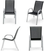 Giantex Set of 4 Patio Chairs, Stackable Outdoor Dining Chairs, 330 LBS Capacity, All Weather Resistant, Heavy Duty Rustproof Metal Armchairs, Lawn Chairs for Front Porch Yard Pool Garden