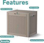 30 Gallon Grey Resin Deck Box, Waterproof Outdoor Storage with Lock